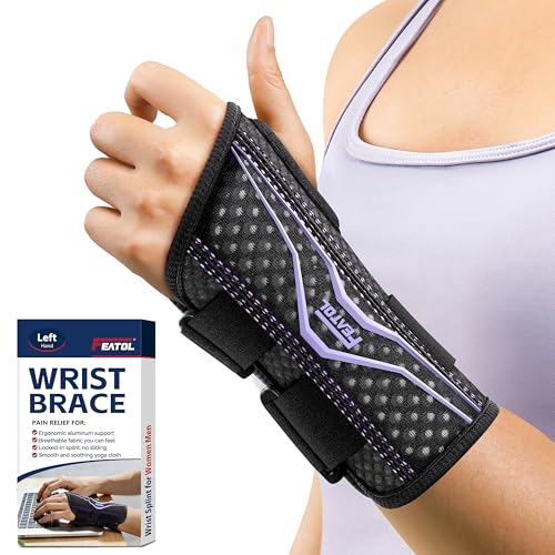 FEATOL Carpal Tunnel Wrist Brace Left Hand, Large/X-Large+ Wrist Brace with Ergonomic Wrist Splint Left Hand, Large