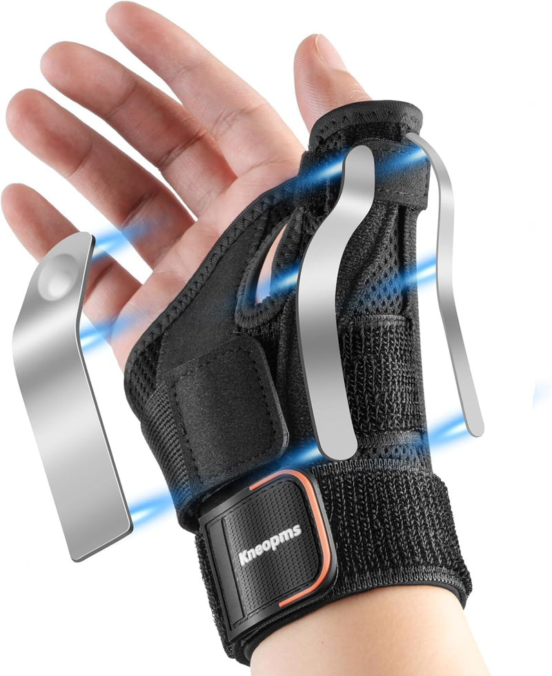 New Upgrade Thumb Brace with Splints for Palm & Wrist Stabilizer 3 Adjustable Straps,Pain Relief for Carpal Tunnel,Arthritis,Sprain,Tendonitis,Left & Right Hand,Adjustable,Breathable (Black, Small, Right) Black