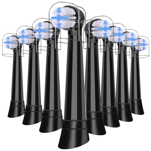 8 Pack IO Replacement Brush Heads Compatible with Oral B iO 2/3/4/5/6/7/8/9/10/Deep Clean Series Electric Toothbrushes, Medium-Hard Bristles IO Toothbrush Head Compatible with Oral B (Black) Black 8 Count (Pack of 1)