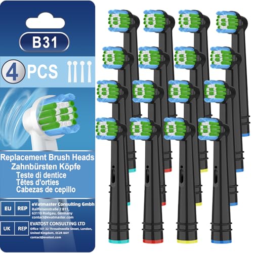 Toothbrush Head Compatible with Oral B Electric Toothbrush, Brush Heads Compatible with Oral B for Cleaning Teeth and Removing Plaque Black 16 Count (Pack of 1)