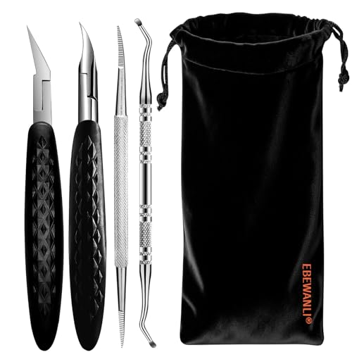 EBEWANLI Toenail Clippers for Thick Toenails, Heavy Duty Foot Care Kit Black-5pcs