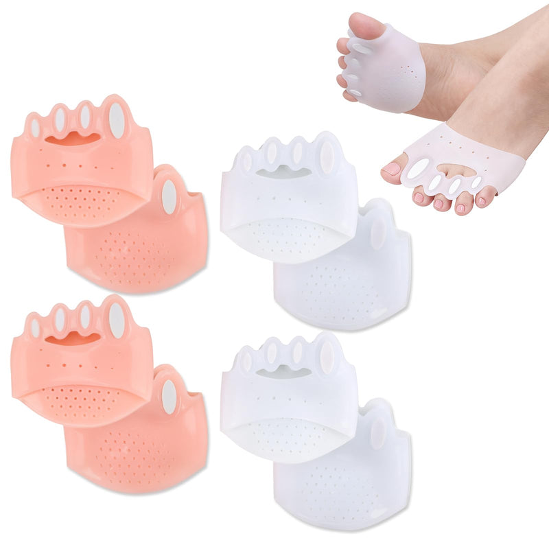 Adjustable Silicone Toe Separators, Spacers Bunion Corrector for Women Men, Toe Straightener, Breathable Soft and Comfortable Silicone Foot Cushions (4 Pairs) Adjustable