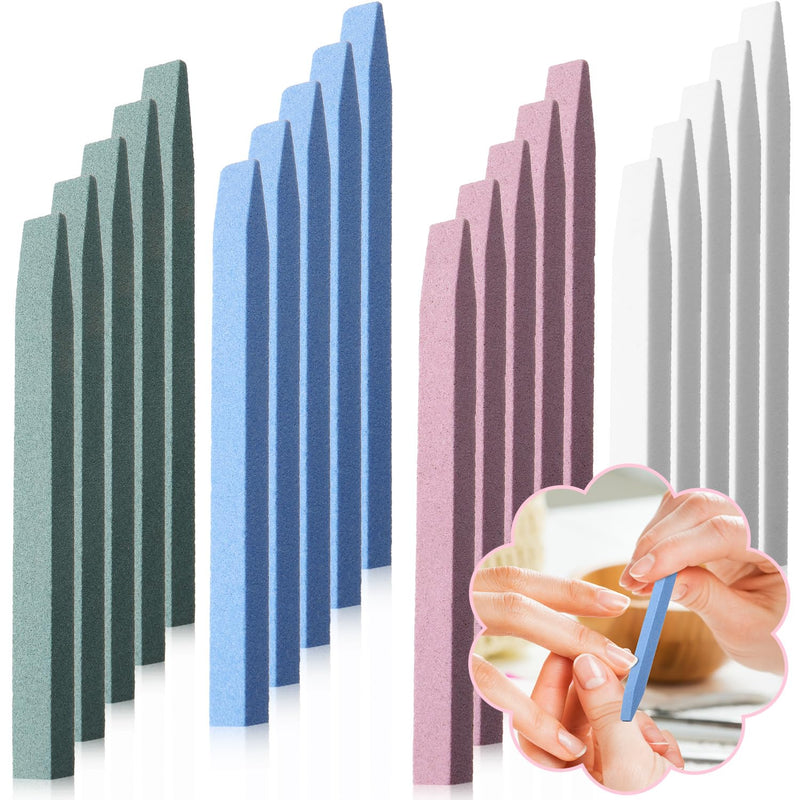 Mudder 40 Pcs Stone Nail File Pumice Stick for Fingernails Pumice Rock Nail Cuticle Pusher Rock File for Home Salon Toenail Buffing Tool 4 Colors