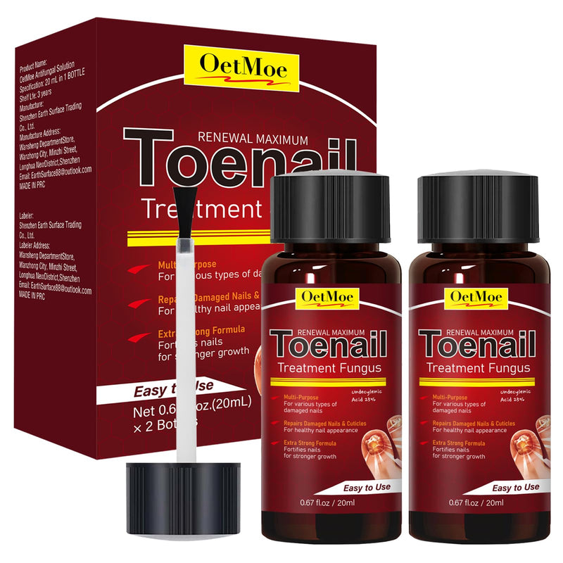 Toenail Fungus Treatment Extra Strength, Nail Fungus Treatment for Yellow, Thick, Discolored, Broken Nails, Ultimate Fungal Nail Repair, Make Nails Look Healthier Stronger, 2 Bottles 1 Count (Pack of 2)