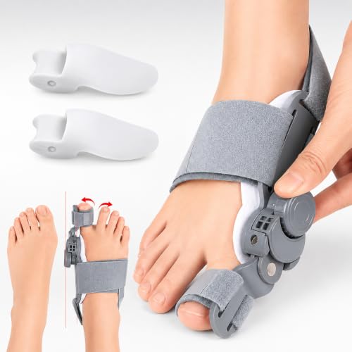 Bunion Corrector for Women & Men, Adjustable Hallux Valgus Splint with Silicone Gel Pad, Big Toe Separator & Alignment Brace, Anti-Slip Heel Strap, Bunion Support for Day & Night Wear