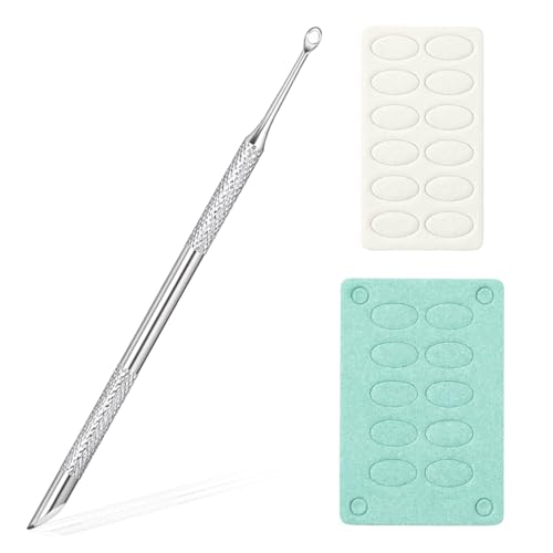 Stainless Steel Dual-Ended Cuticle Prep Tool with 100 & 180 Grit Sandpaper, Professional Manicure & Pedicure Nail Pusher