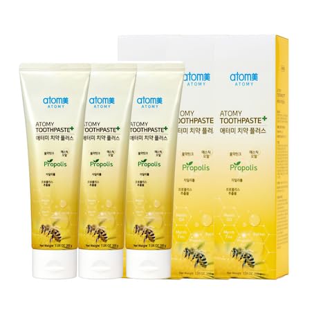 Low Fluoride A.T.O.M.Y Toothpaste with Propolis Extract 200g (7.05oz), 3 pcs