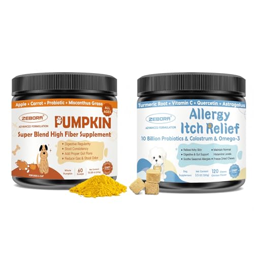ZEBORA Pumpkin Powder for Dogs & Dog Allergy Chews