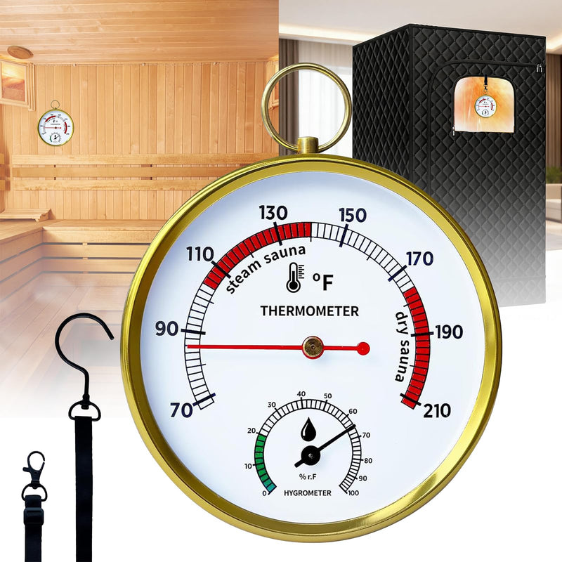 Sauna Thermometer Fahrenheit & Hygrometer, 2026 Upgraded Lanyard-Mounted for Portable Steam Sauna Box, Ideal for Infrared/Indoor/Home Use, Essential Accessory & Gift for Enthusiasts - BeesActive Australia