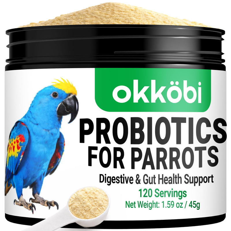Avian Probiotics for Birds & Parrots – Digestive & Gut Health Support Powder with Prebiotics (FOS), 6-Strain Formula for Parrots & Pet Birds (120 Servings)