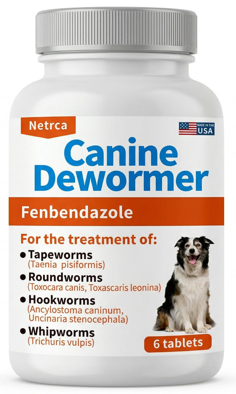 Canine Dewormer (Fenbendazole) for Roundworms, Hookworms, Tapeworms & Whipworms, 6 Chewable Tablets