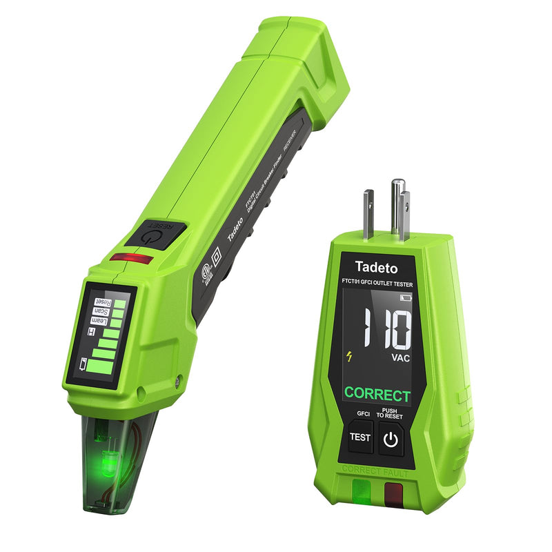 Tadeto Circuit Breaker Finder with Outlet Tester, Quick GFCI, Voltage, AC 90-135V Electrical Circuit Tracer with Dual LCD Display, Batteries and Carrying Case