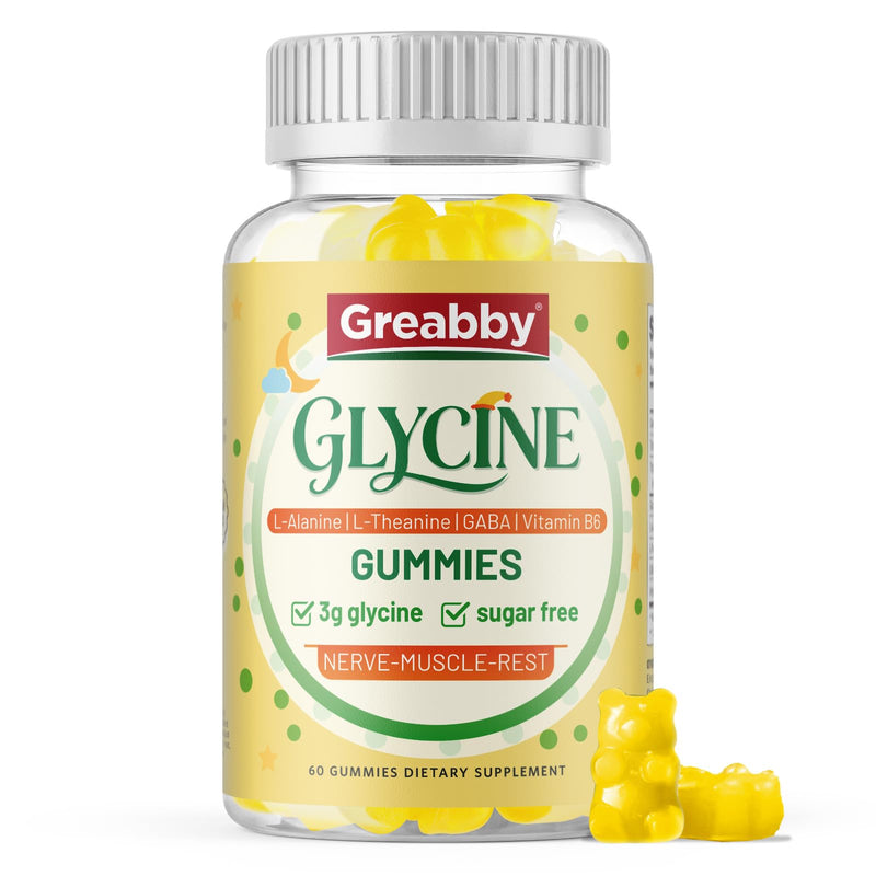Glycine Gummies, Glycine 3g with Alanine 1000mg for Sleep Muscle Relaxation | Glycine Supplements with L Theanine, GABA, Vitamin B6, Support Adults Sleep, Sugar Free Pineapple Flavor, 60 Gummies 1