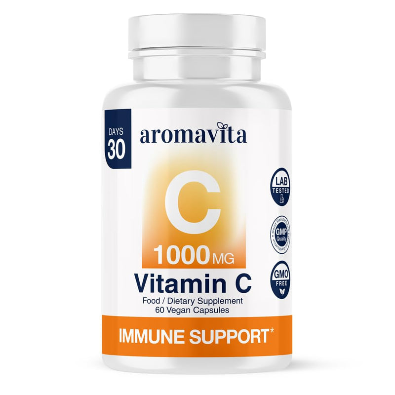 Vitamin C 1000 mg High-Potency Supplement, 60 Vegan Capsules, Lab Tested | Non-GMO Vitamin C, Vegan Capsules for Convenient Everyday Antioxidant Support, made in an EU GMP-certified facility