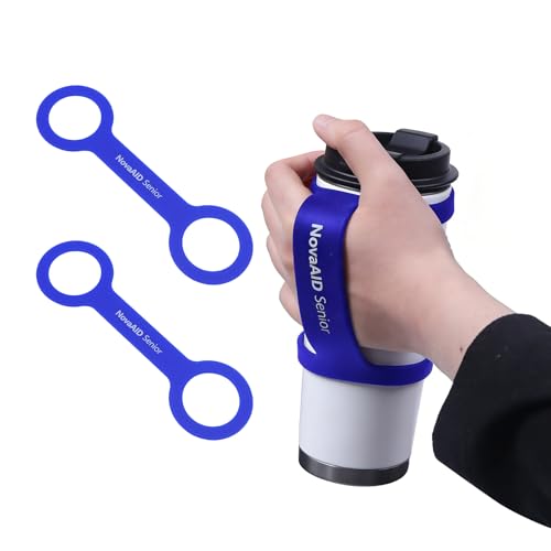 2 Pack Silicone Universal Cuff,Assistive Hand Grip Holder for Special Needs,Mobility Daily Living Aid, Therapy BLUE