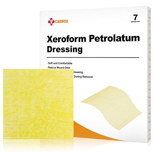 Carbou 7 Pack Xeroform Petrolatum Dressing 4"x4", Soft Non Stick Gauze Pads 4"x4" (Pack of 7)