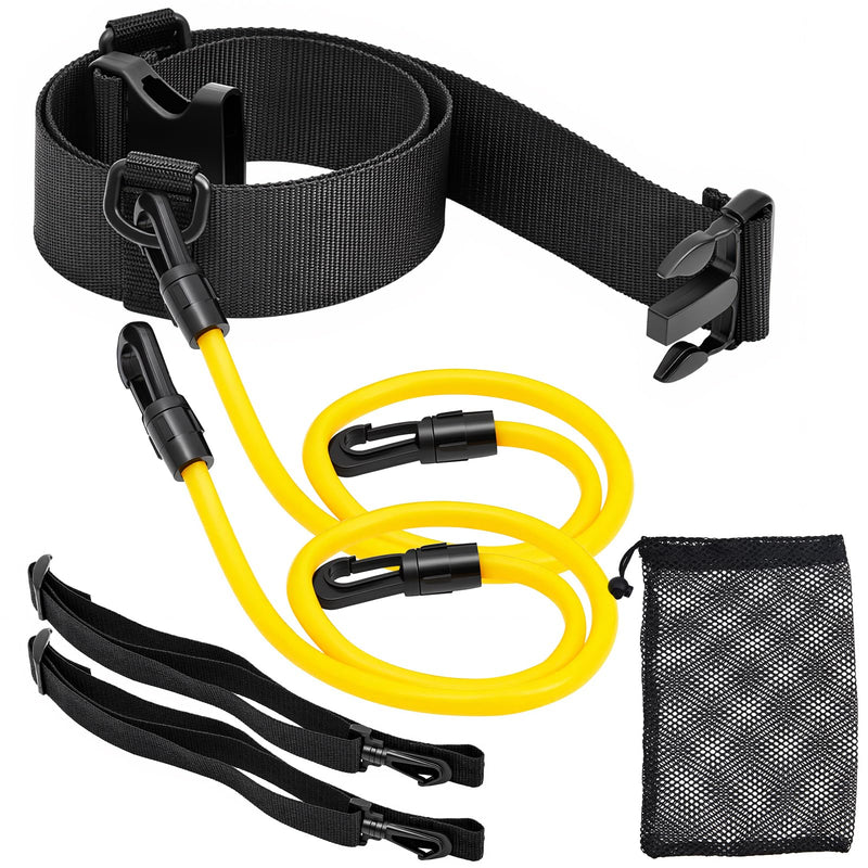Outus Stationary Swim Trainer Swim Training Belt with 2 Bungee Cords, 2 Adjustable Buckle Straps, Mesh Storage Bag, Swimming in Place Harness for Swimming Pool Aquatic Resistance Water Exercise - BeesActive Australia