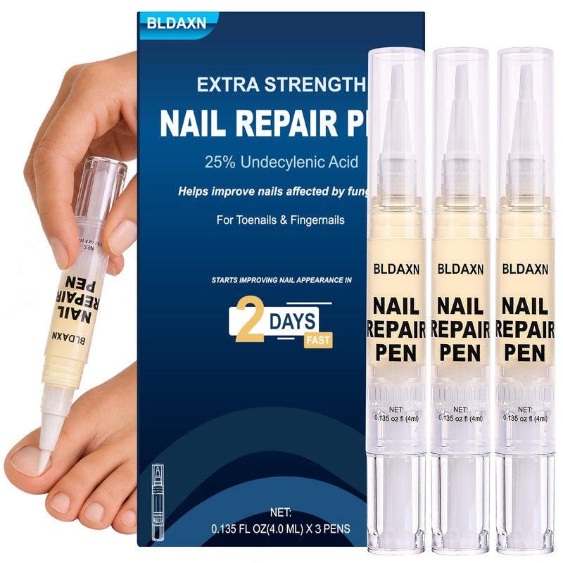 Toenail Fungus Treatment Extra Strength, Toenail Fungus Pen with 25% Undecylenic Acid for Toenails & Fingernails, Fungal Toe Nail Repair Pen for Damaged Nails, Ingrown Nails & Discoloration, 3Pcs 0.05 Fl Oz (Pack of 3)