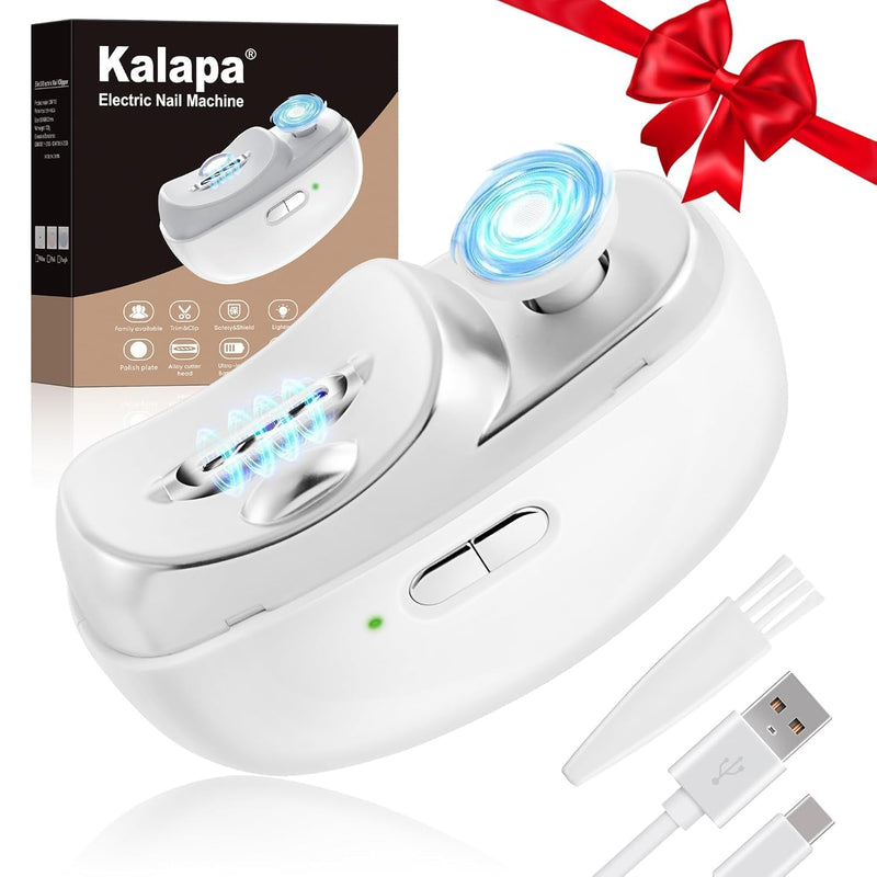 Electric Nail Clippers Upgraded 3 in 1 Automatic - with Polishing, Dust Storage & LED Light, Nail File Toenail Trimmer, Safe for Seniors, Adults, Kids & Baby, Gifts for Women Men Mom Baby Adult Senior Light-white