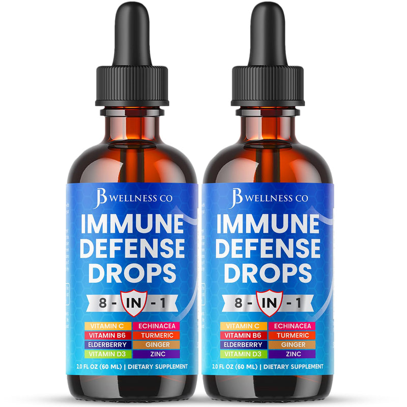 8-in-1 Immune Defense Liquid Drops – Elderberry, Echinacea, Turmeric Curcumin, Ginger, Vitamins C & D3, Zinc & B6 – Fast-Absorbing Immune Support & Antioxidant Support – Vegan, Non-GMO – 4 oz 4 Fl Oz (Pack of 1)