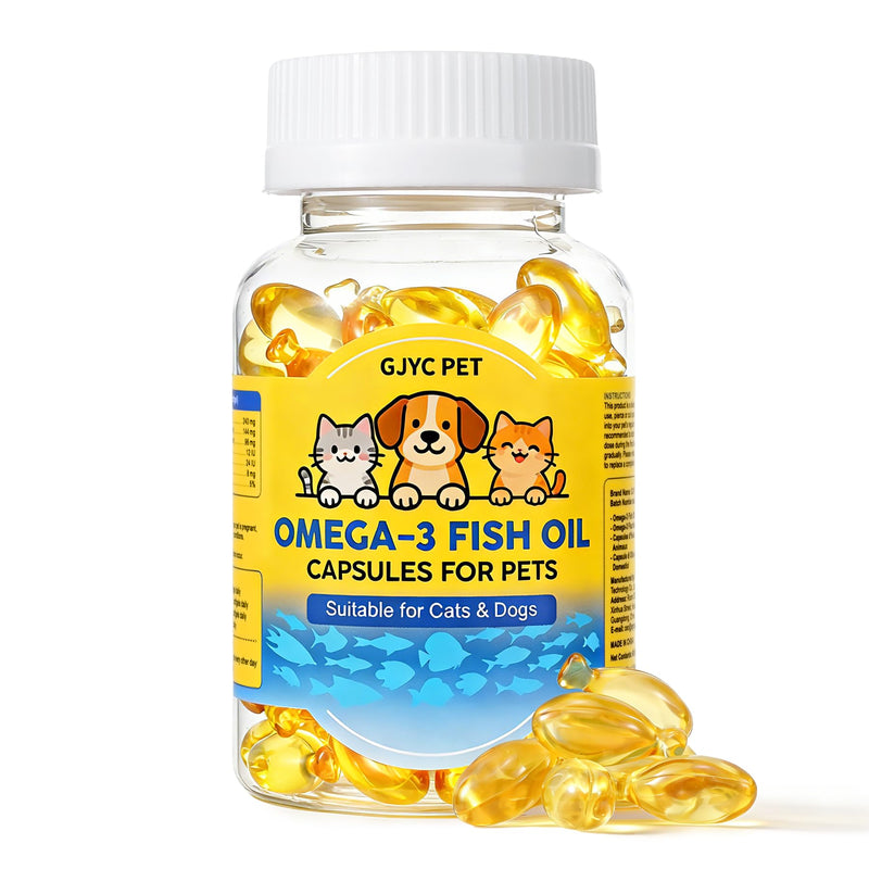 Fish Oil for Dogs & Cats – Deep Sea Omega-3 EPA & DHA for Skin & Coat Health – Daily Wellness Supplement with Vitamins A, D3 & E – 60 Softgels