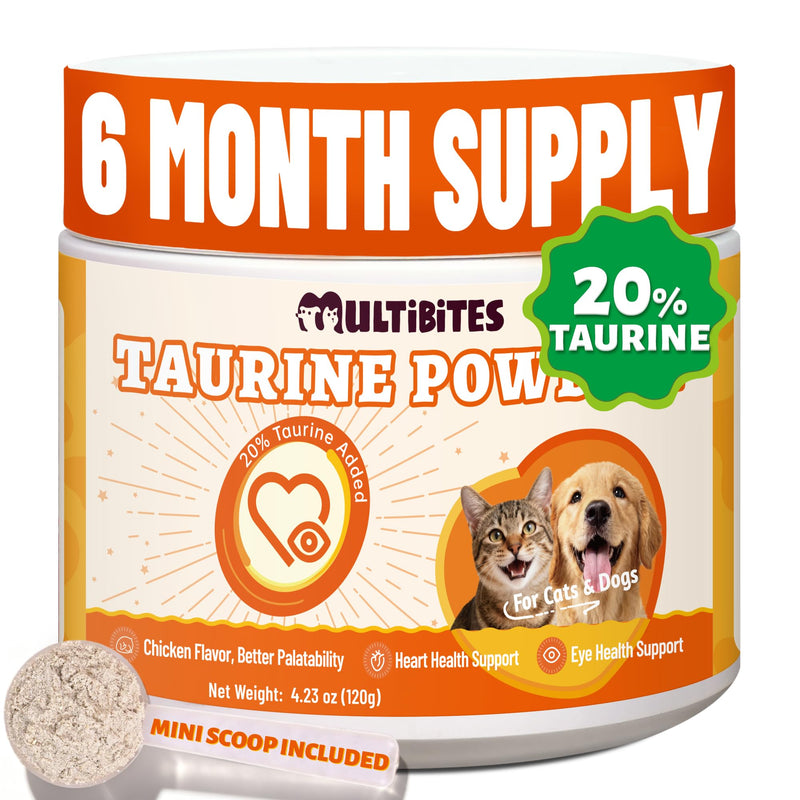 Taurine Powder for Cats & Dogs, Chicken Flavor, Taurine for Cats, Feline Heart Supplements, Support Vision, Heart & Immunity Suitable, for Cats & Dogs of All Ages 4.23 oz 4.23 Ounce (Pack of 1)