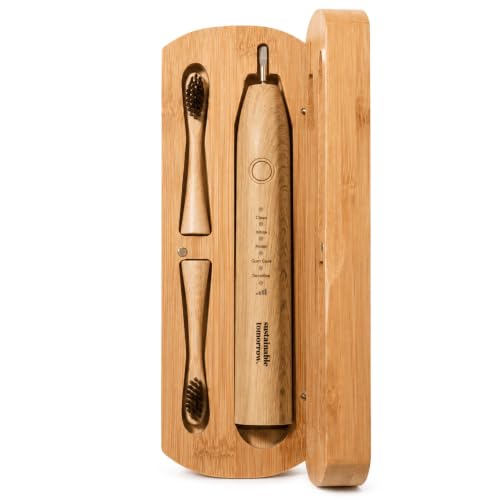 Sustainable Tomorrow Zen and Junior Bamboo Premium Electric Toothbrush Holder Case | Eco-Friendly Bathroom Storage Box | Heavy Duty Oral Care Organiser for Adults & Kids