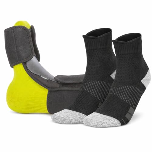 BraceAbility Plantar Fasciitis Support Bundle - Compression Socks and Dorsal Night Splint for Day or Night Foot Drop, Heel and Achilles Pain Relief (Medium)