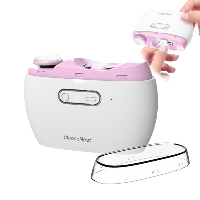 Electric Nail Clipper 2-in-1, Automatic Nail Trimmer & Polisher with LED Light, Rechargeable Manicure Kit Safe for All Ages, Kids, Seniors & Weak Hands(Pink) Light Pink - BeesActive Australia