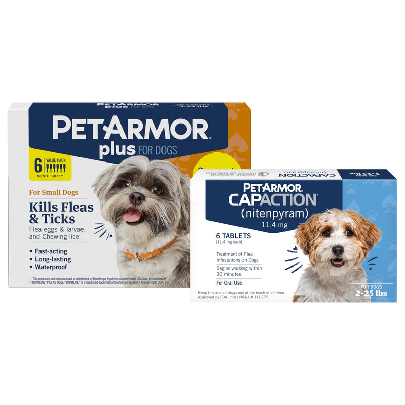 PetArmor Plus Small Dog 6ct (5–22 lbs) + PetArmor CapAction Small Dog 6ct (5–22 lbs) Treat and Prevent Bundle – Fast Acting and Long Lasting Flea and Tick Care