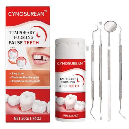 Temporary Tooth Replacement Kit for Adults, DIY Fake Tooth for Missing Tooth, Moldable Tooth Beads, Natural Looking Snap-in Temporary Tooth