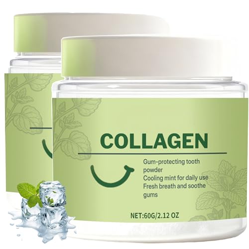 Collagen Toothpaste Powder for Gum Protection & Teeth Strengthening – Mineral-Infused Formula with Hydroxyapatite for Daily Gumline Support & Oral Care – Morning & Night Routine - 120g(2) 2