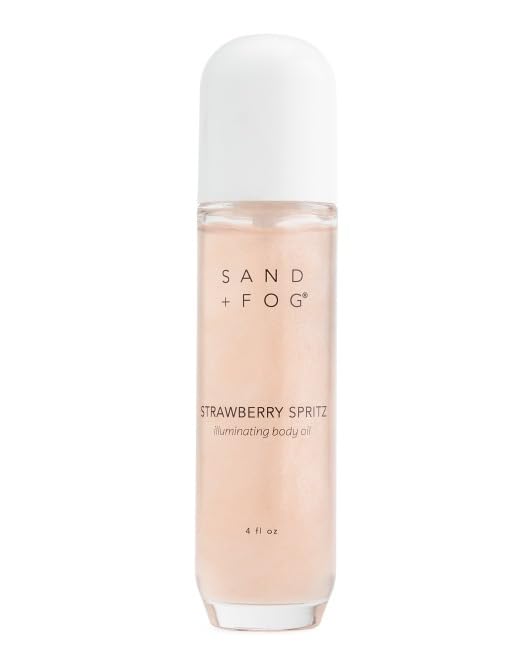 SAND AND FOG Strawberry Spritz Illuminating Body Oil, Rose Gold Shimmer, 4 fl oz