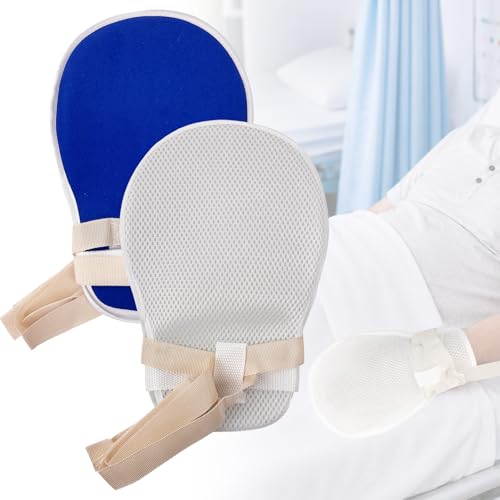 MESINURS Dementia Restraint Mittens, Soft Gloves for Elderly Care, Bed Use Mitts with Adjustable Strap to Reduce Scratching, 2 Pack (normal) normal