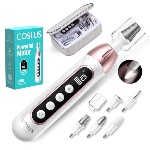 COSLUS C60 Professional Pedicure Manicure Kit, Cordless Electric Nail File Rose Storage Case Set