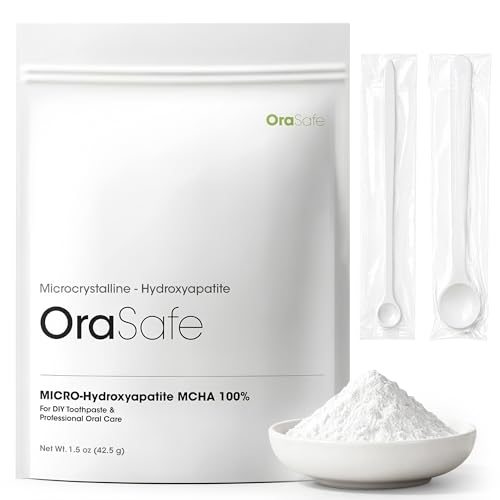 Micro Hydroxyapatite Powder Pure MCHA Calcium Phosphate Ingredient 42.5g (1.5 oz) for DIY Tooth Powder, Oral Care Formulations and Soap Making Fluoride Free