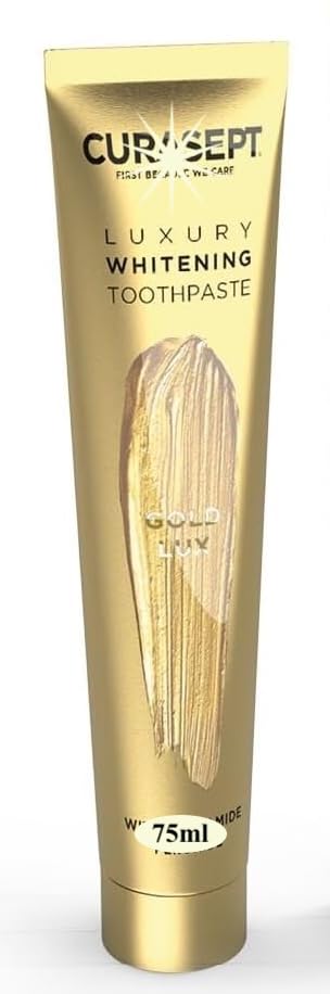Curaspt Gold Lux - Luxury Whitening Toothpaste, 75ml - Advanced Enamel Care, Surface Stain Defense, Refreshing Mint Flavor for a Brighter-Looking Smile Gold Luxury