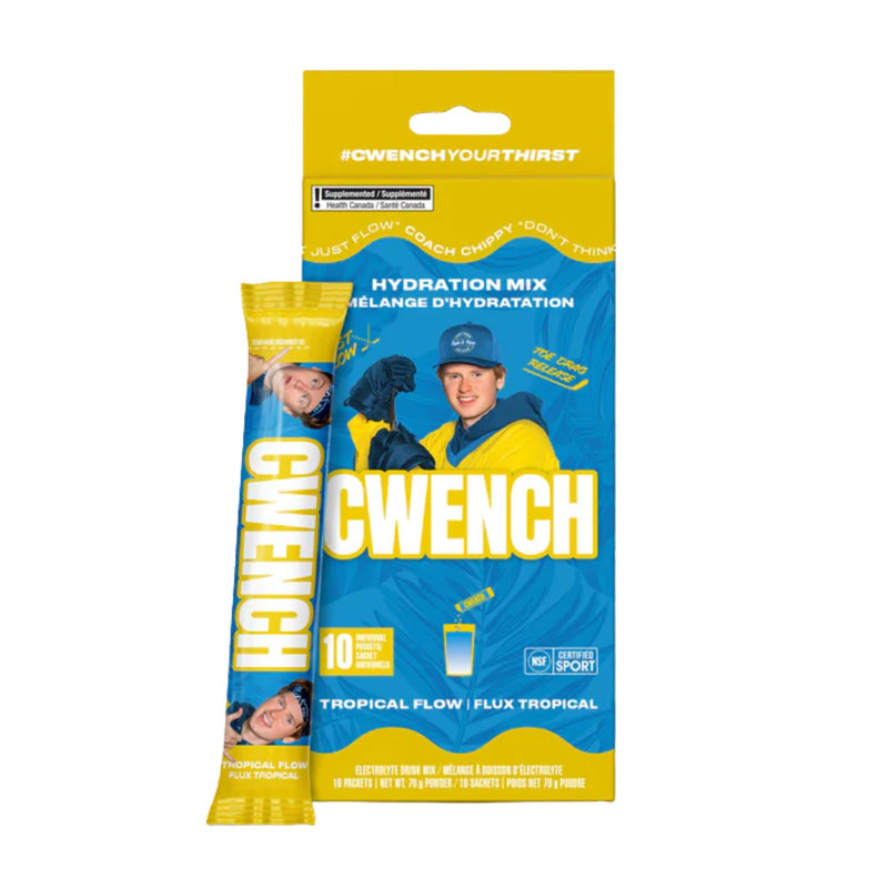 Cwench Electrolyte Hydration Powder Tropical Flow Pineapple Yuzu 10 Count | Amino Acids, Vitamin B, Vegan, Gluten Free, Drink Mix 0.25 Ounce (Pack of 10)