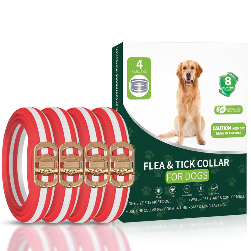 Flea Collar for Dogs, 4 Pack Flea and Tick Prevention for Dogs, 32 Months Dog Flea and Tick Treatment, Adjustable Dog Flea Collars, Waterproof Dog Flea Treatment Collar, Flea Treatment for Dogs