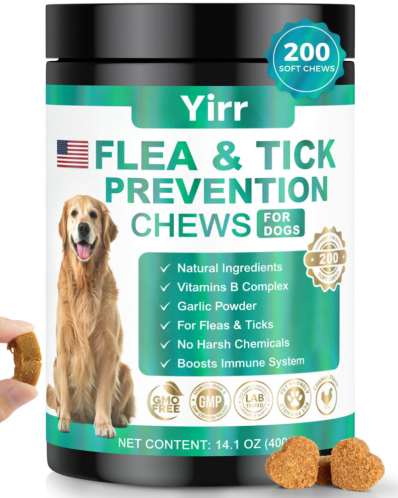 Flea and Tick Prevention for Dogs Chewable, 200 Natural Soft Chews Oral Flea and Tick Supplement for Dogs Puppies, All Breeds & Sizes - Chicken Flavor 200 Soft Chews