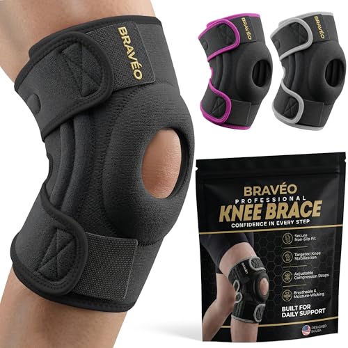 Knee Brace for Women & Men - Adjustable Patella Support & Side Stabilizers Black Large