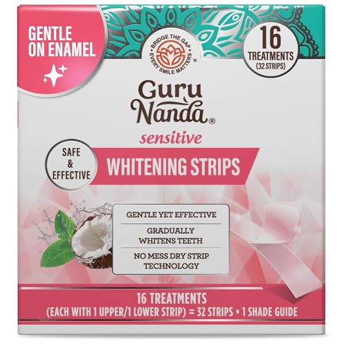 GuruNanda Sensitive Teeth Whitening Strips, Gentle & Safe, 16 Day Treatment 32 Count (Pack of 1)