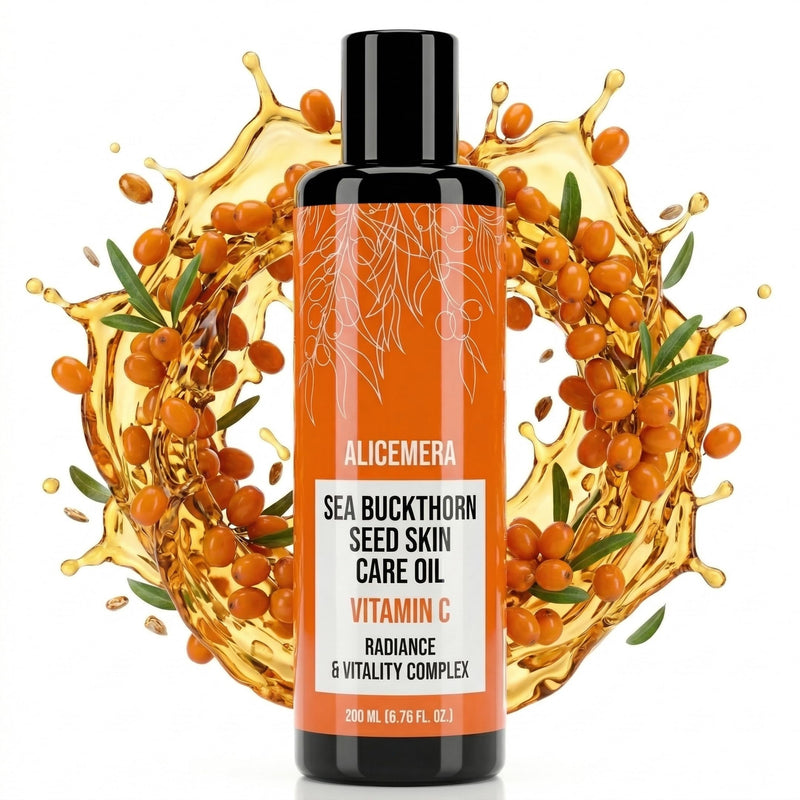 Vitamin C Body Oil for Dry Skin, Jojoba and Sea Buckthorn | Lightweight After Shower Formula With Aloe Vera, Squalane, and a Silky Non-Greasy Finish Floral Vitamin C