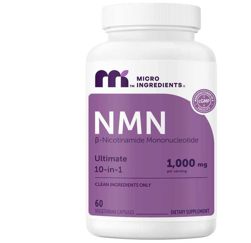 Micro Ingredients NMN Complex 1,000 mg Per Serving, 60 Veggie Capsules | 10-in-1 with Nicotinamide Mononucleotide, Resveratrol, Astaxanthin, TMG & CoQ10. NAD+ Supplement Precursor. Filler Free. 60 Count (Pack of 1)
