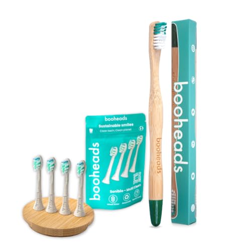 booheads Plant Based Electric Toothbrush Heads - Compatible with Sonicare* and Bamboo Toothbrush Bundle
