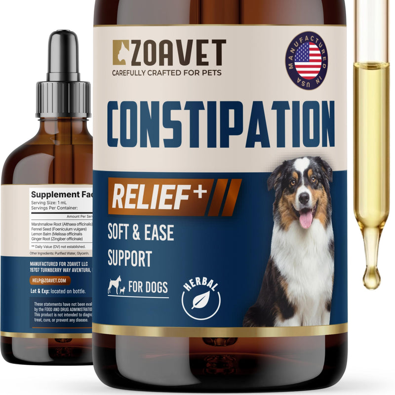 Dog Constipation Relief Made in USA – Liquid Stool Softener for Dogs, Fast Acting Dog Laxative for Constipation & Blockage Support, Gentle Digestive Aid