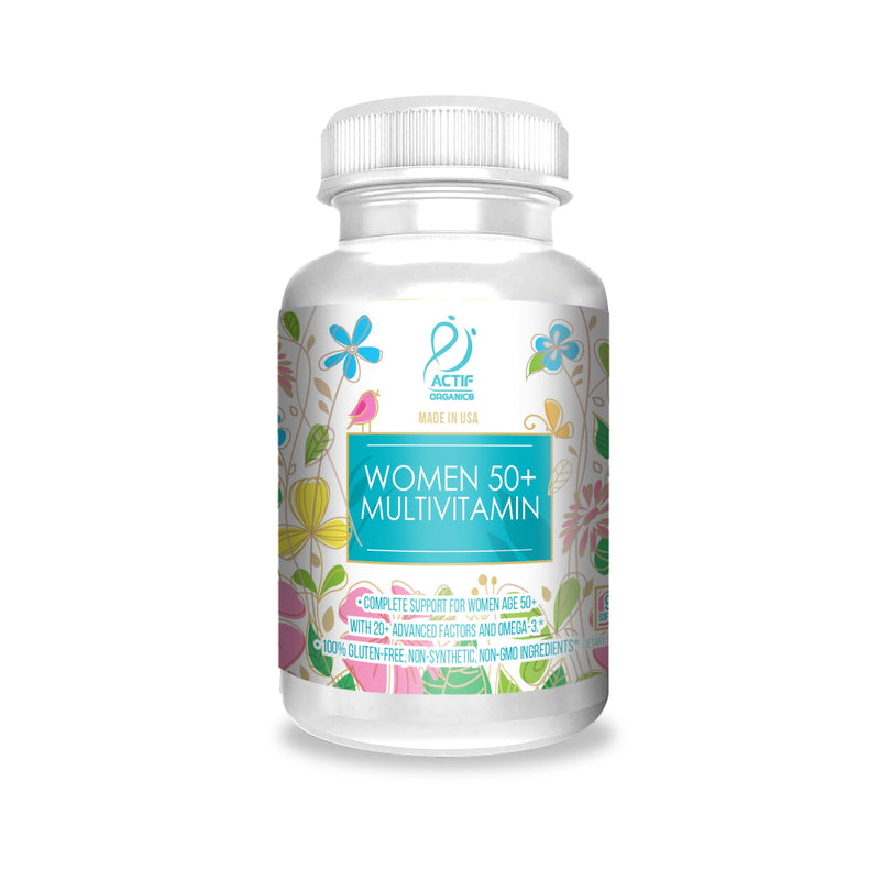 ACTIF Organic Multivitamin for Women Age 50+ with 20+ Advanced Factors and Omega-3, Non-GMO, Made in USA, 90 Count