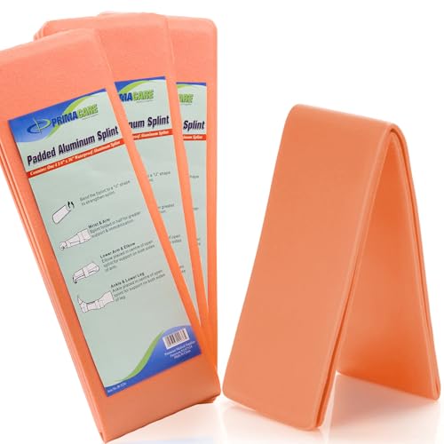 Primacare IS-5236 36", 3-Pack, Padded Aluminum Splint for Hands, Legs, Fractured Limbs, Nose, Ankle or Braces, Universal Waterproof Medical Tactical Splints for First Aid and Emergency Support, Orange