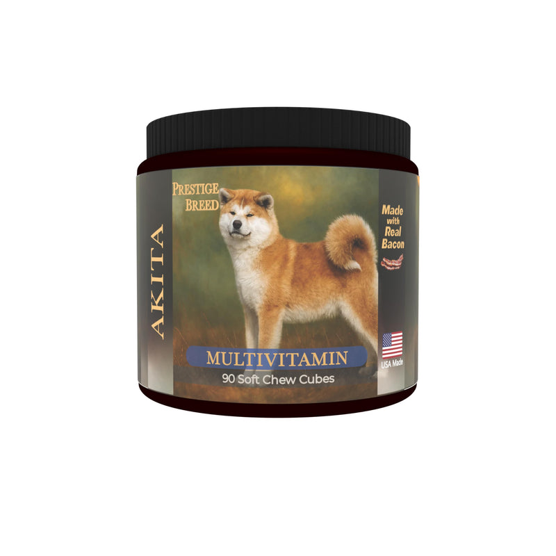 Akita Multivitamins, 90 Count, Made in the USA with Real Bacon.