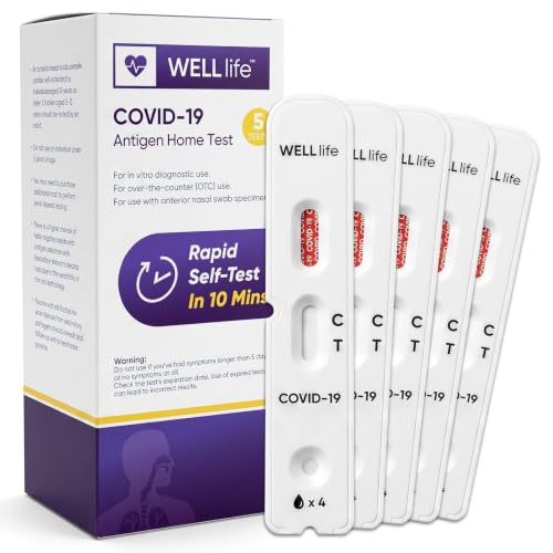 WELLlife COVID-19 Antigen Home Test, Covid Tests 5 Pack, Results in 10 Mins